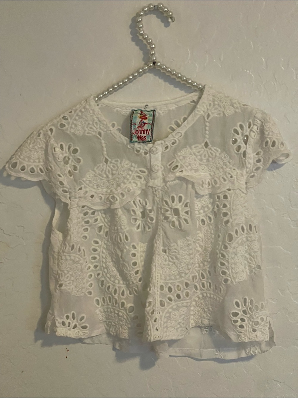 Johnny Was Johnny Was White Eylet Top Blouse Size XS
